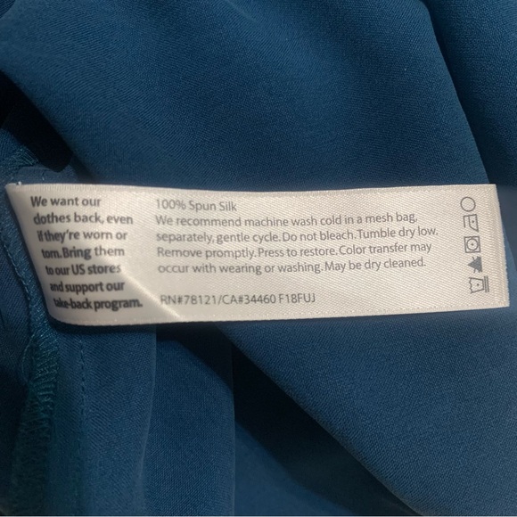 Eileen Fisher Fuji 100% Spun Silk Button Front 3/4 Sleeve Vented Blouse - Picture 8 of 10